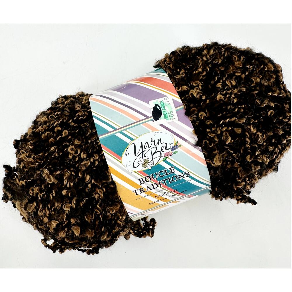 Yarn Bee Boucle Traditions Yarn Color Brown Brindle Mix #100 5oz Medium #4